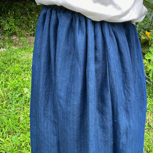 藍と柿渋重ね染め綿スカート23064 6枚目の画像