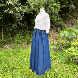 藍と柿渋重ね染め綿スカート23064 1枚目の画像