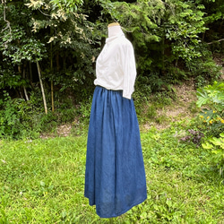 藍と柿渋重ね染め綿スカート23064 3枚目の画像