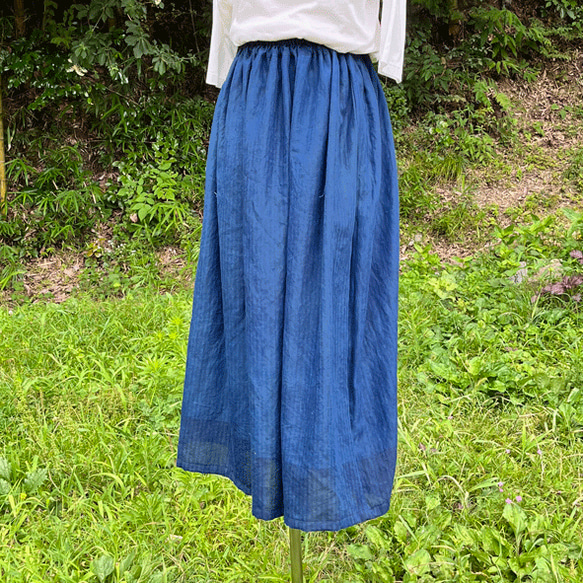 藍と柿渋重ね染め綿スカート23064 5枚目の画像