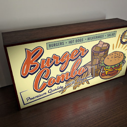 【Lサイズ】ハンバーガー バーガーコンボ メニュー カフェ BAR 店舗 サイン ランプ 看板 置物 雑貨 ライトBOX 3枚目の画像