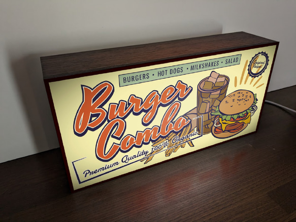 【Lサイズ】ハンバーガー バーガーコンボ メニュー カフェ BAR 店舗 サイン ランプ 看板 置物 雑貨 ライトBOX 3枚目の画像