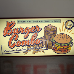 【Lサイズ】ハンバーガー バーガーコンボ メニュー カフェ BAR 店舗 サイン ランプ 看板 置物 雑貨 ライトBOX 2枚目の画像