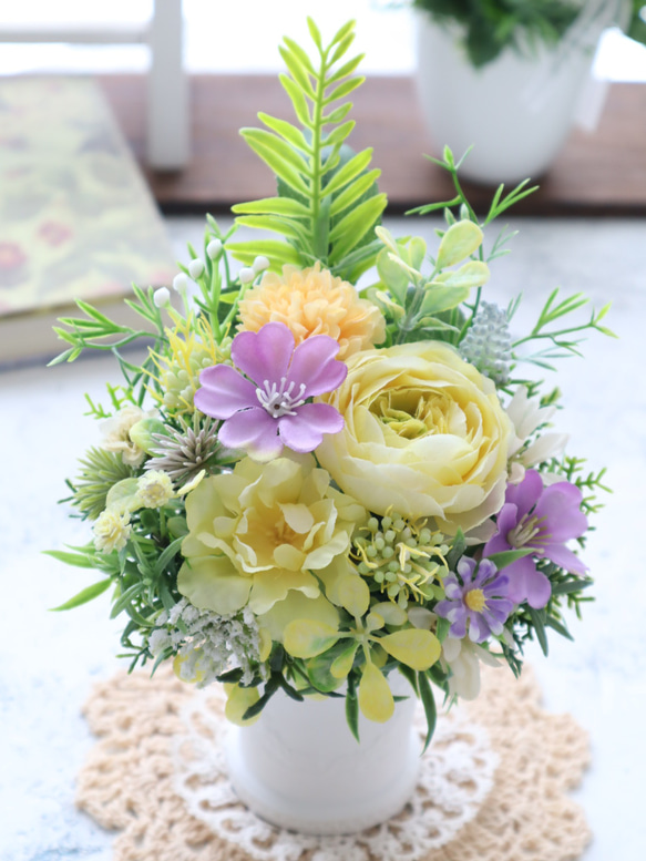 お供えアレンジ｜小さなお供え花｜造花アレンジ｜アーティフィシャルフラワー│造花ギフト｜お供え花｜枯れない花｜仏花 3枚目の画像