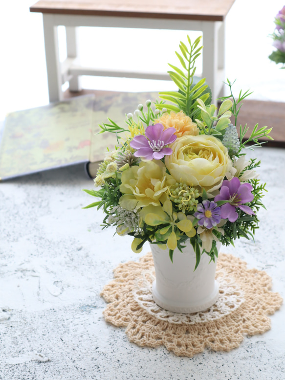 お供えアレンジ｜小さなお供え花｜造花アレンジ｜アーティフィシャルフラワー│造花ギフト｜お供え花｜枯れない花｜仏花 4枚目の画像
