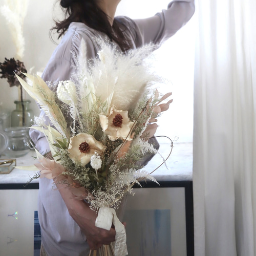 ◾️ナチュラルluxeホワイトブーケ◾️ドライフラワー 前撮りブーケ