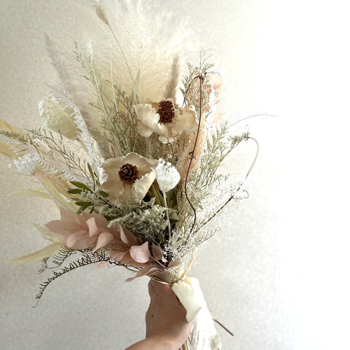 ♡フレンチ♥ページ♡ドライフラワーブーケ♡ ドライフラワーブーケ ナチュラルホワイト×イエロー×オレンジ