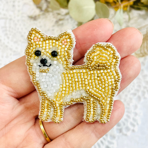 激安 超特価商店街  再制作】ビーズ刺繍のうちの子ブローチ・チワワ Little ブローチ その他