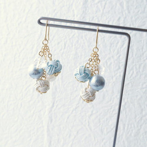 水引玉結びの華やかピアス《葡萄》／全2色／イヤリング変更可 ピアス