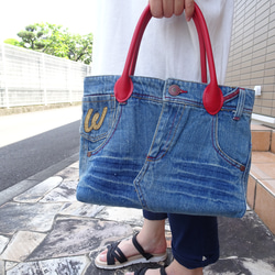 本物デニムリメイクバッグ トートバッグ take your time 通販
