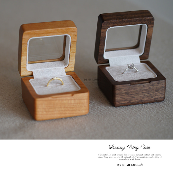 木製 リングケース 指輪ケース 1個用 指輪ケース 窓 ガラス付き　 3枚目の画像