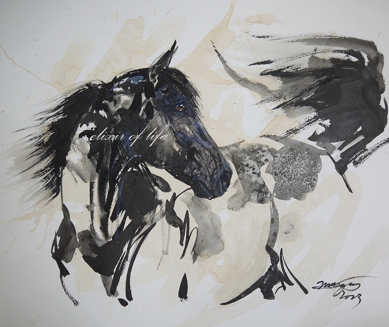 油彩画　黒い毎日