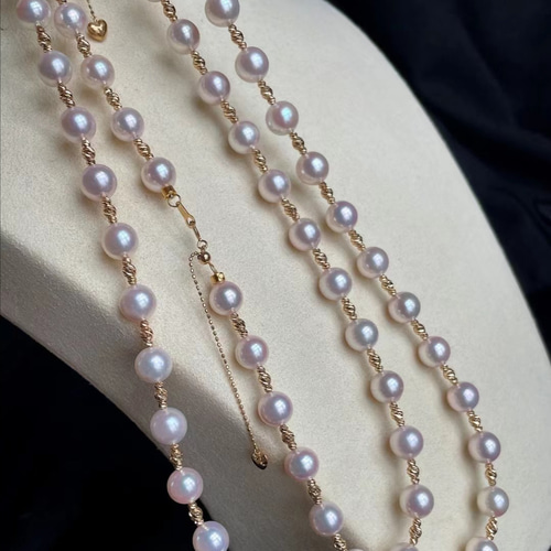高級】あこや真珠 一連ネックレスk18 ネックレス・ペンダント パール ...