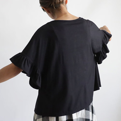 ⁂夏準備ＳＡＬＥ　上質とろみ伸縮Tシャツ カットソー生地　フリル袖  プルオーバー トップスR36A 2枚目の画像