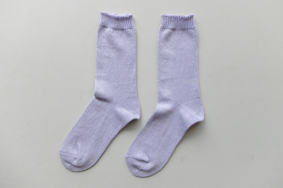 亞麻針織襪（灰紫）22-24cm 第1張的照片