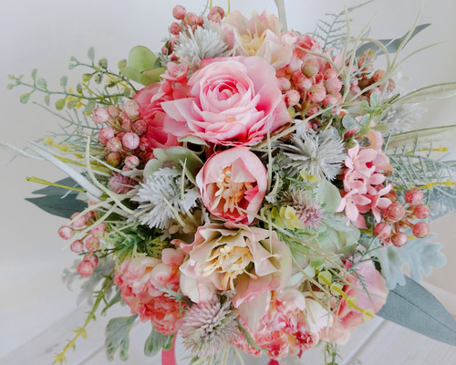 ウェディングカラーブーケ（ブートニア付） ブーケ（ブートニア付き）B-137 ブーケ himejyon 通販 16356209