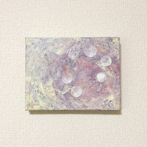 原画 油絵 サンセットエナジー 夕暮れのアート 抽象画 F0号 パープル
