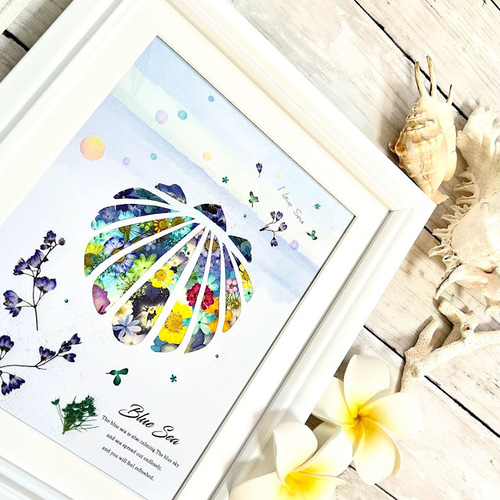 貝殻も夢を見る 押し花アート額 その他アート 神戸六甲 優花 通販