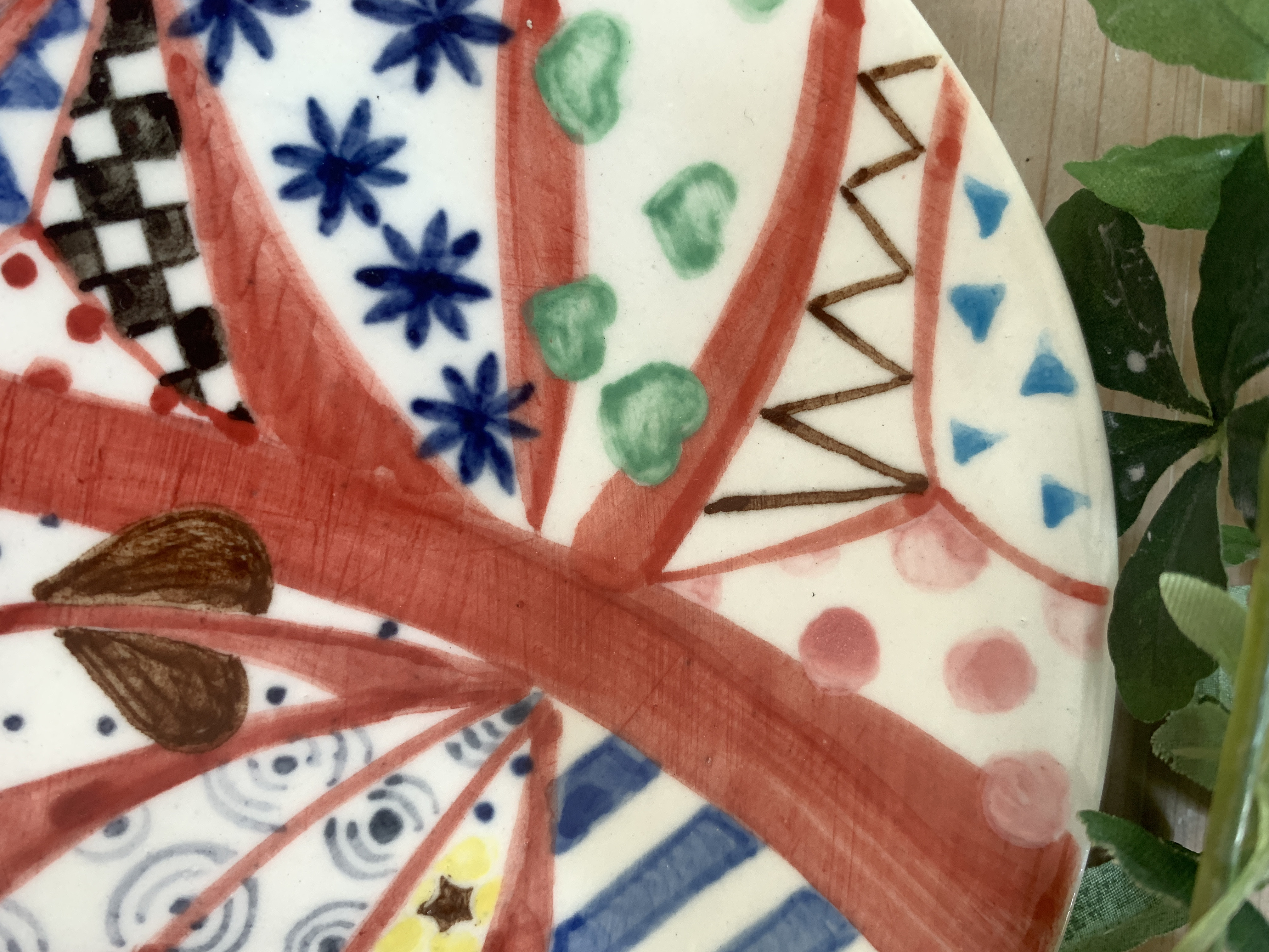 麻の葉ファンファーレ中皿（赤）