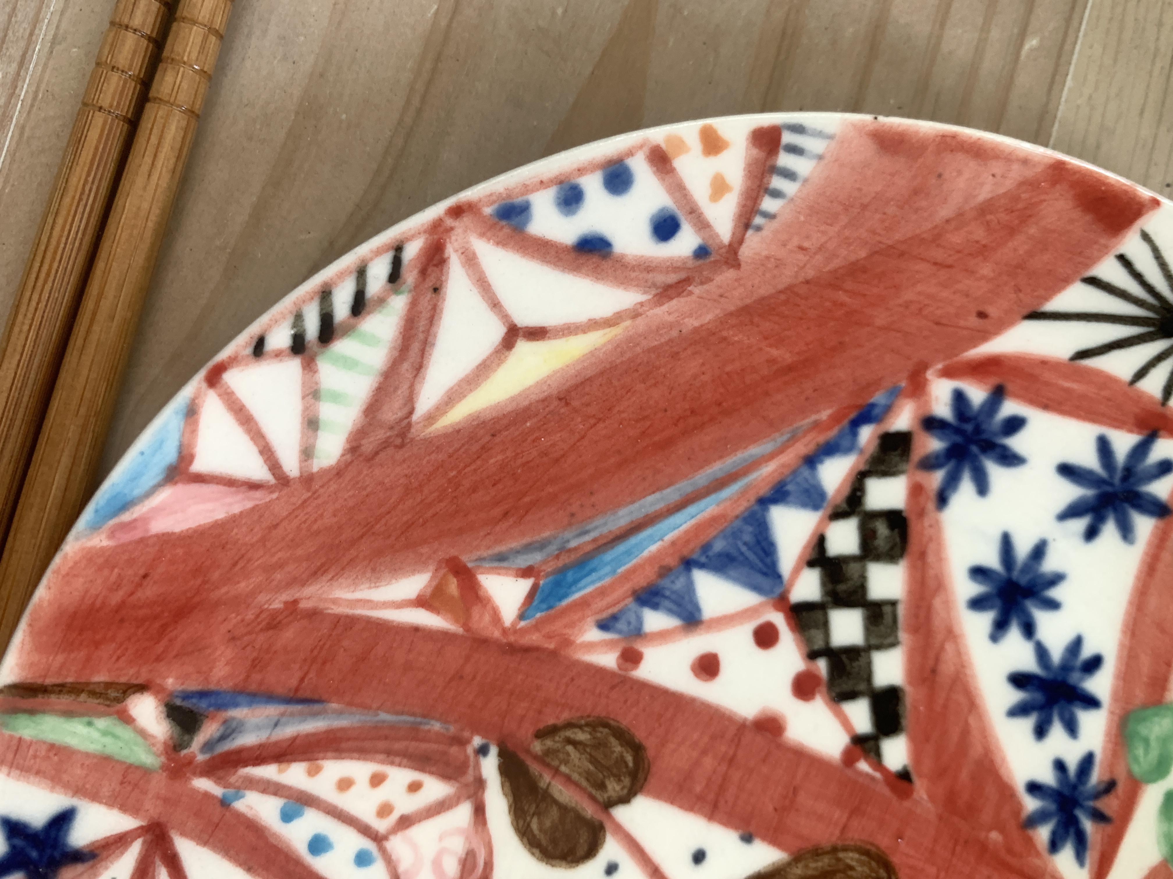 麻の葉ファンファーレ中皿（赤）