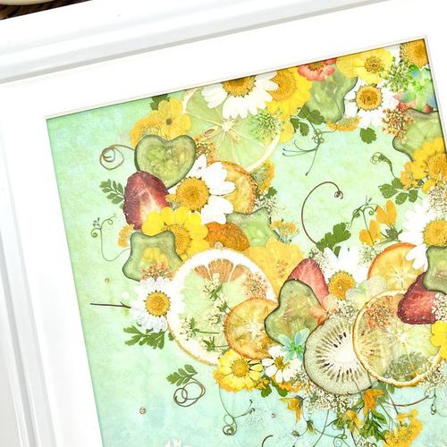 美品　ヴィンテージ　押し花　木製額　大きめ　落ち着いた色合いが素敵な　花　絵 低価格で大人気の ヴィンテージ 美品 押し花 落ち着いた色合いが