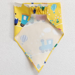 汽車ぽっぽ（イエロー）子供用三角巾　ゴム紐付 4枚目の画像