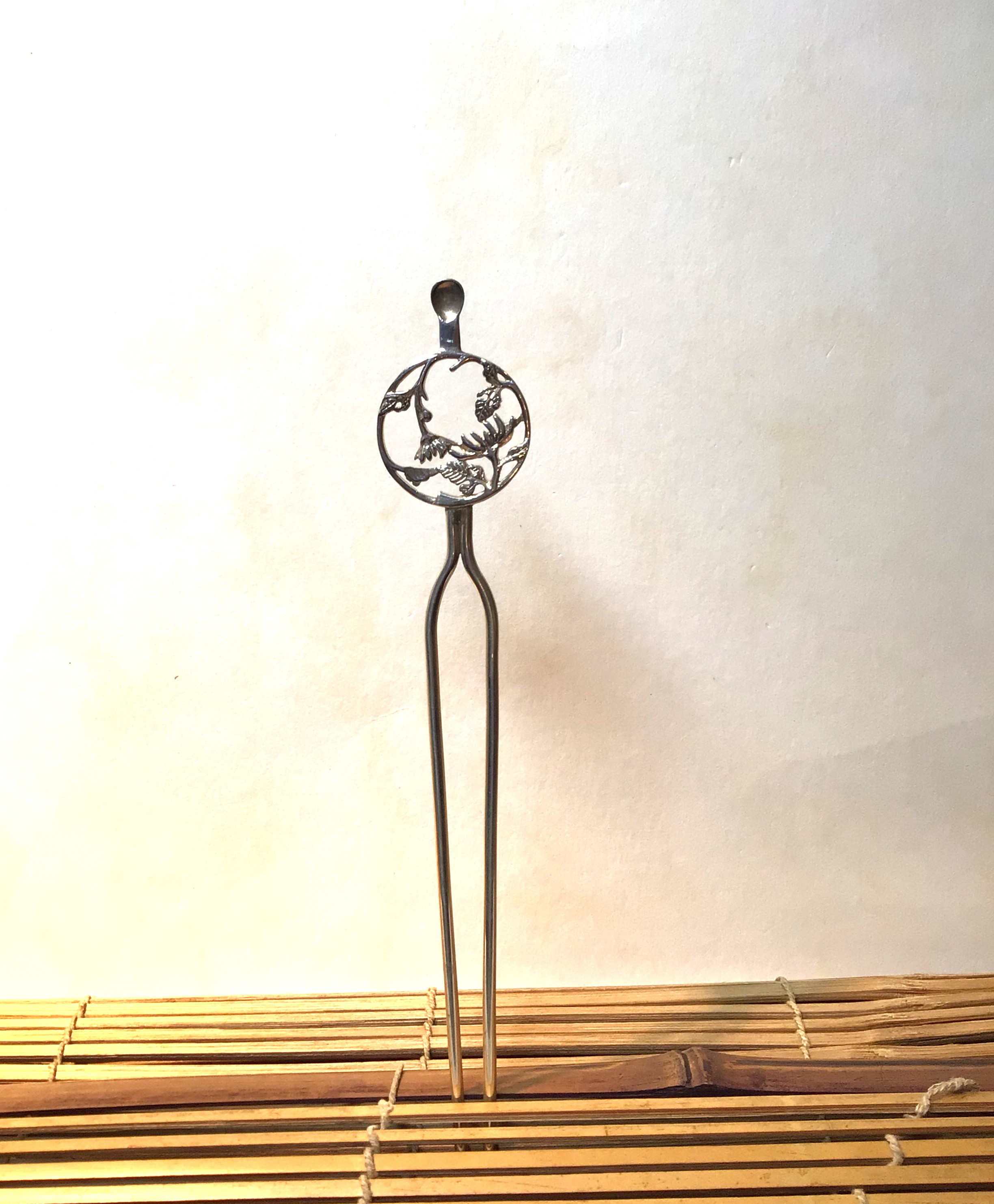 銀のかんざし　花紋　菊