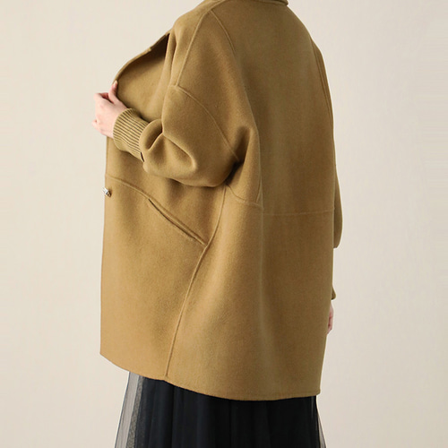 パッチワークウールコート ❤️丈直し無料❤️ オフィスカジュアル パッチワーク ウールコート