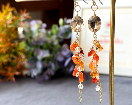【大特価!!】 14kgf*希少*メキシコ産ファイアオパールとスモーキークォーツの アクセサリー
