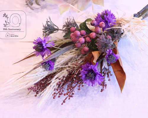 秋スワッグ アーティフィシャルフラワー 造花 紫色 アート