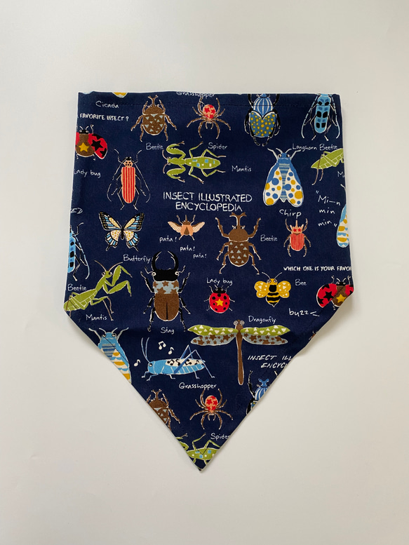 昆虫柄☆130〜140こどもエプロン、三角巾、巾着3点セット　 5枚目の画像