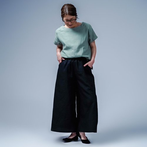 wafu入門編】数量限定！薄地で丈夫。超高密度織り ワイドパンツ / 黒色  