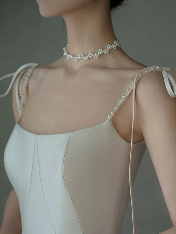 バックリボン　ウェディングドレス ウエスト ヒップ