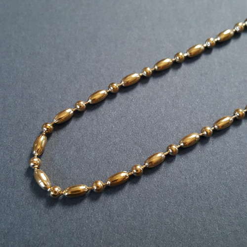 1pcs] オールステンレス製 楕円 ボール チェーン ネックレス 金属