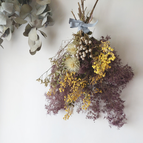 【ミモザのスワッグ】ドライフラワー スワッグ  ブーケ 春 ドライフラワー スワッグ ミモザ 花束 プレゼント プリザーブド