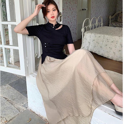 【即納】大きいサイズ レディース セットアップ　スカート　夏 秋 新品 半袖 6枚目の画像