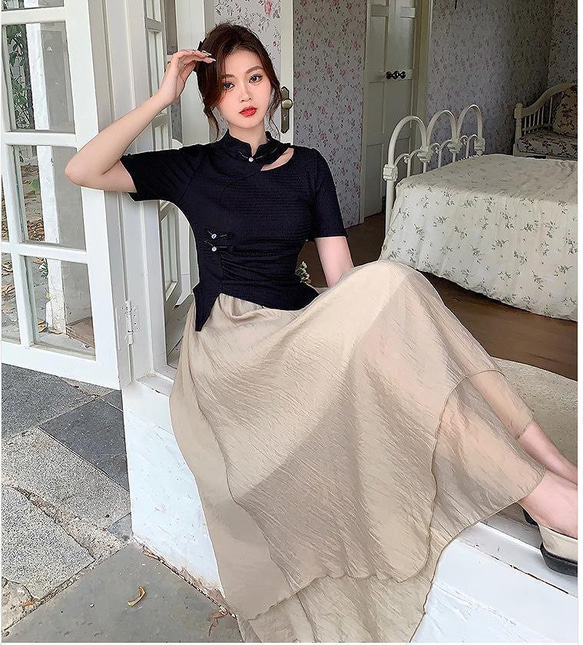 【即納】大きいサイズ レディース セットアップ　スカート　夏 秋 新品 半袖 6枚目の画像