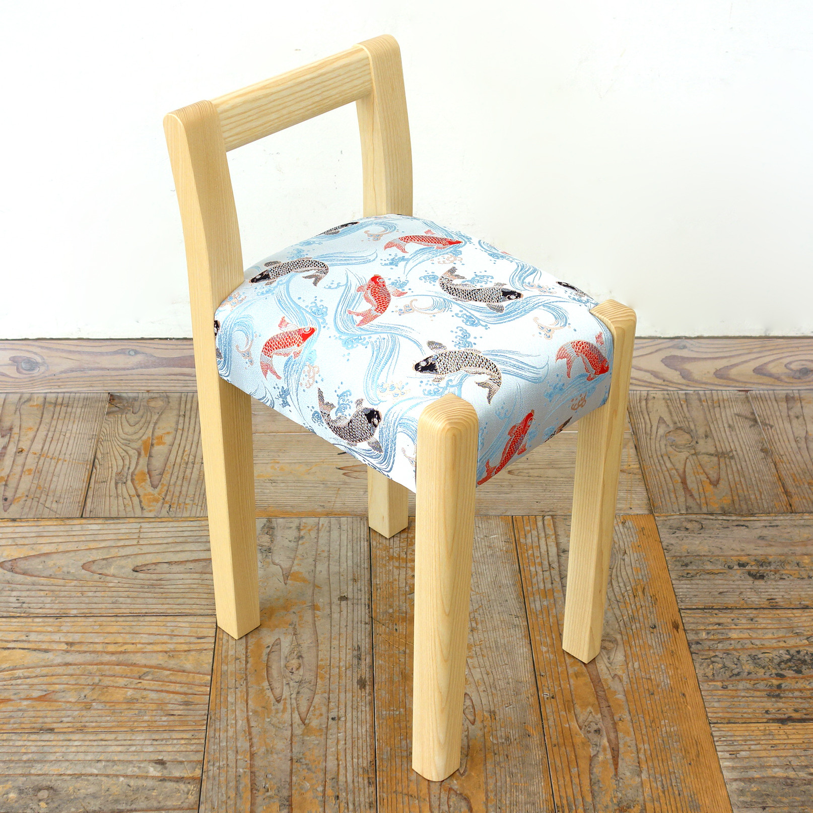 玄関スツール ミニタイプ（NA×西陣織 流水鯉）