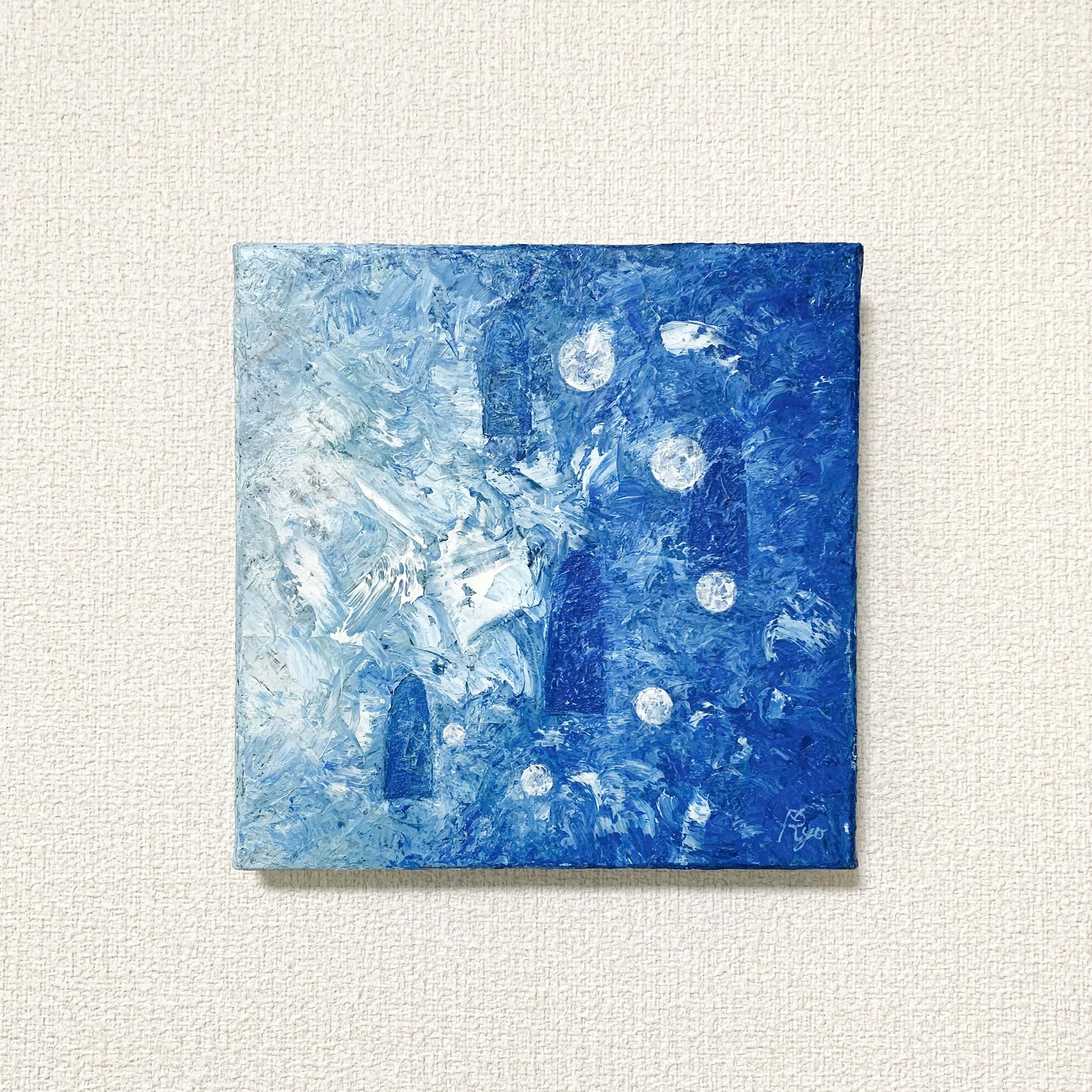 絵画　油絵　原画　一点物　現代アート　モダン　スタイリッシュ　ブルー　F4 絵画 油絵 原画 一点物 現代アート モダン スタイリッシュ ブルー F4