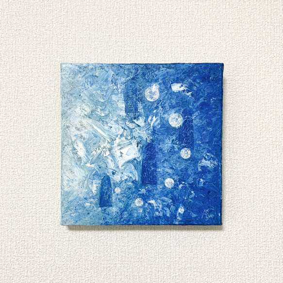 原画 油絵 海底の窓 海のアート 抽象画 S0 ブルー 癒し モダンアート