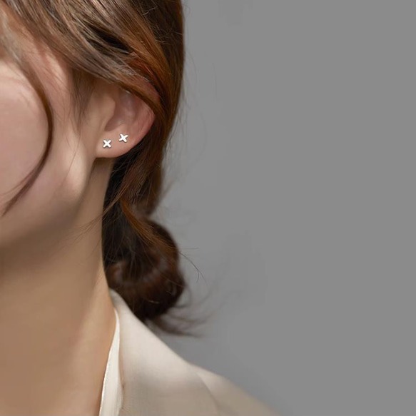 女士耳環 18K 金屬過敏相容手術不鏽鋼 316L 小銀金粉紅金 第8張的照片