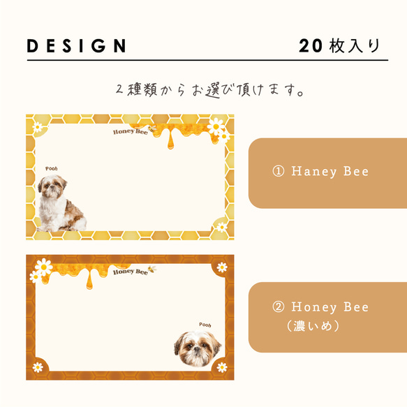 うちの子 メッセージカード HoneyBee  | 犬 猫 ペット 名入れ 写真 オーダーメイド 5枚目の画像