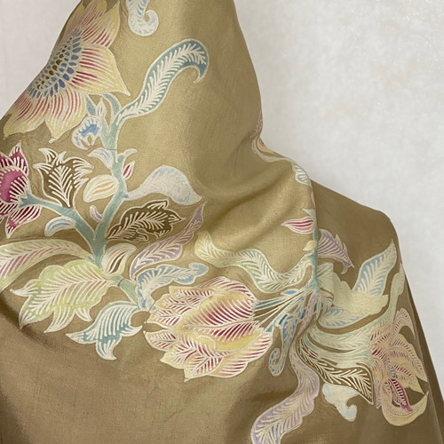 手描き更紗 藍＆草木染め スカーフ 和更紗模様 風呂敷 Batik