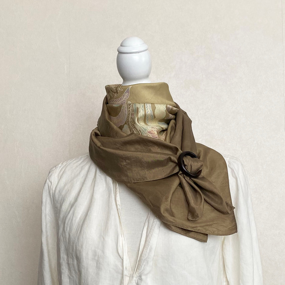 草木染め&ろうけつ染め 絹スカーフ 手描き 和更紗模様 Batik 伝統工芸