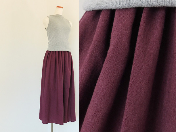 コットンリネンのガウチョパンツ・ワインレッド