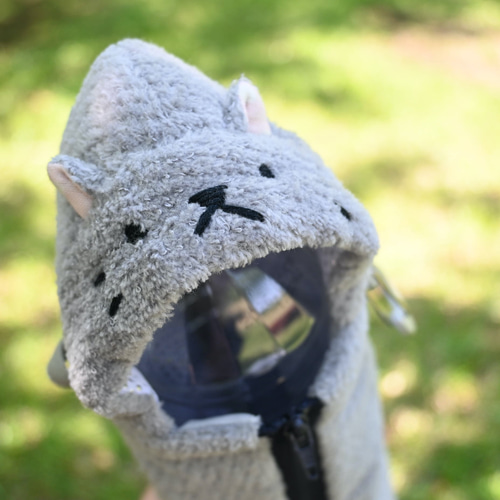 ペットボトルホルダー ねこずきんちゃん グレー（500〜600ml 保冷