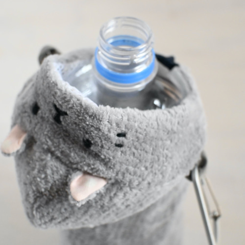 ペットボトルホルダー ねこずきんちゃん グレー（500〜600ml 保冷