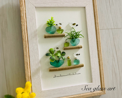 シーグラスアート 北海道 シマエナガ インテリア雑貨 壁掛け 置物北欧