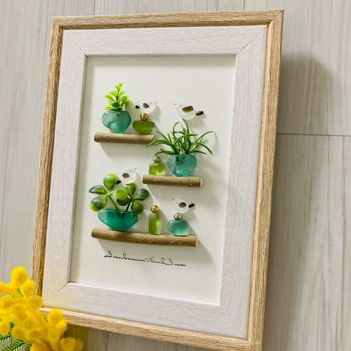 シーグラスアート 北海道 シマエナガ インテリア雑貨 壁掛け 置物北欧