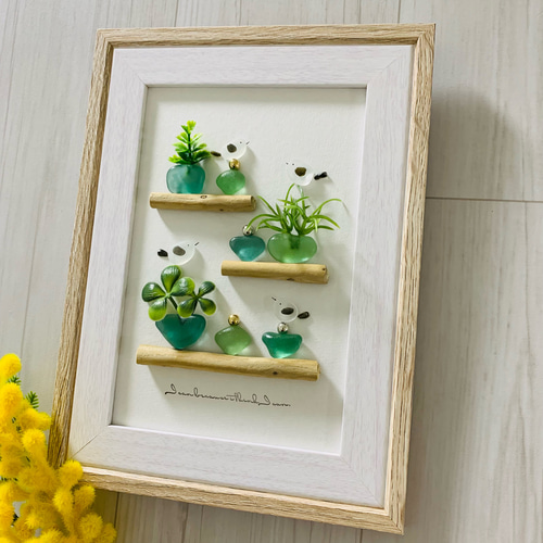 シーグラスアート 北海道 シマエナガ インテリア雑貨 壁掛け 置物北欧